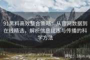 91黑料高效整合策略：从官网数据到在线精选，解析信息提炼与传播的科学方法