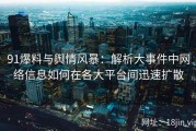 91爆料与舆情风暴：解析大事件中网络信息如何在各大平台间迅速扩散