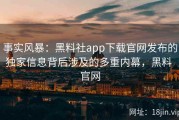 事实风暴：黑料社app下载官网发布的独家信息背后涉及的多重内幕，黑料 官网