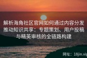 解析海角社区官网如何通过内容分发推动知识共享：专题策划、用户投稿与精英审核的全链路构建
