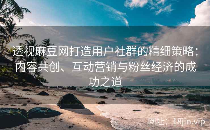 透视麻豆网打造用户社群的精细策略：内容共创、互动营销与粉丝经济的成功之道
