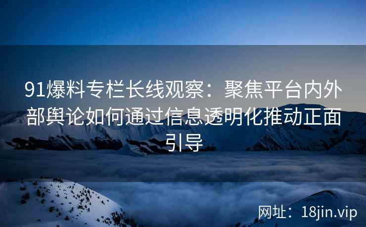 91爆料专栏长线观察：聚焦平台内外部舆论如何通过信息透明化推动正面引导