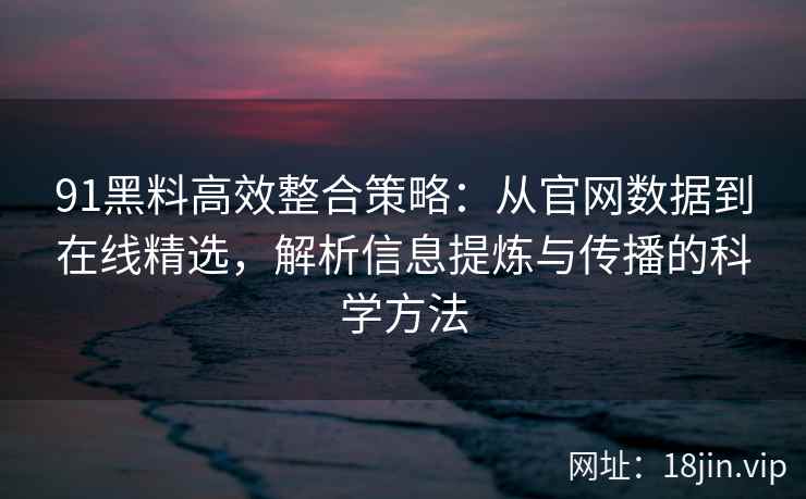 91黑料高效整合策略：从官网数据到在线精选，解析信息提炼与传播的科学方法
