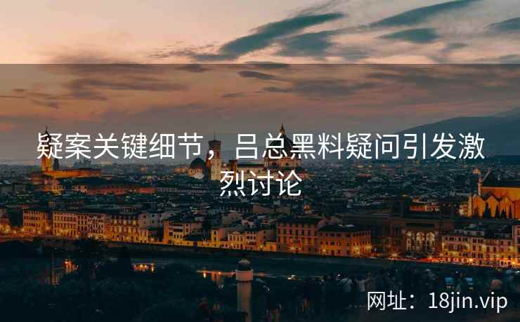 疑案关键细节，吕总黑料疑问引发激烈讨论