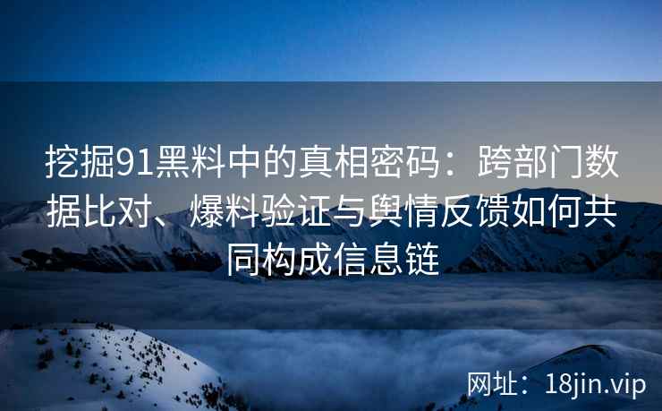 挖掘91黑料中的真相密码：跨部门数据比对、爆料验证与舆情反馈如何共同构成信息链